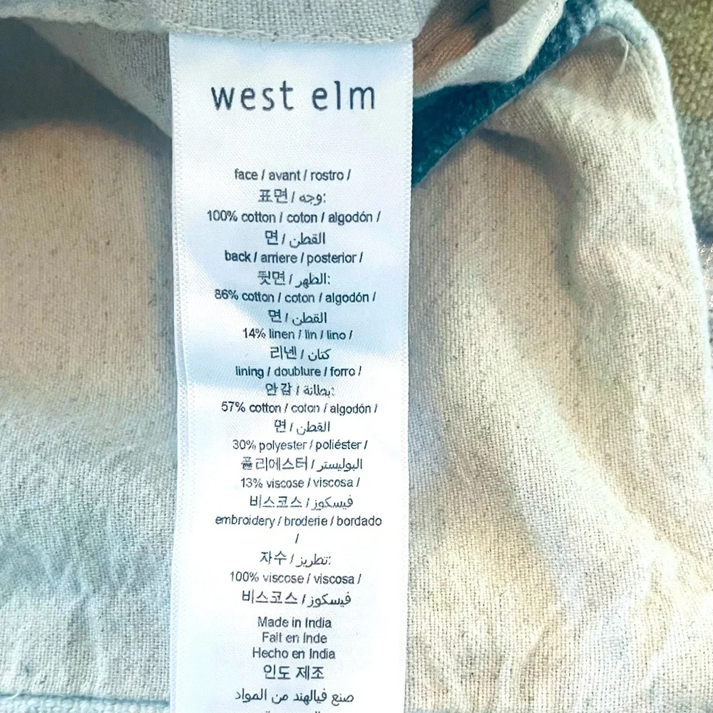 West Elm Two Pillow cover’s Beige,Blue,Green
